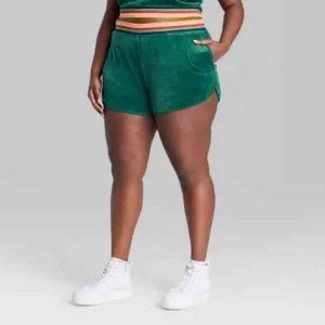 WILD FABLE Mid-Rise Velour Track Shorts